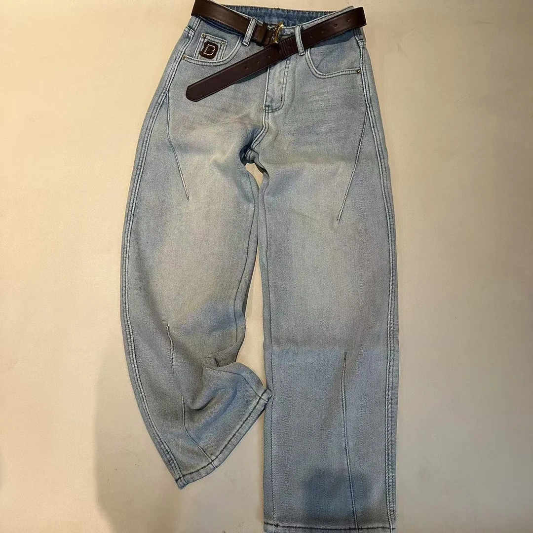 《优麦汇》KH7317冬款加绒水洗牛仔裤显瘦百搭新款裤子