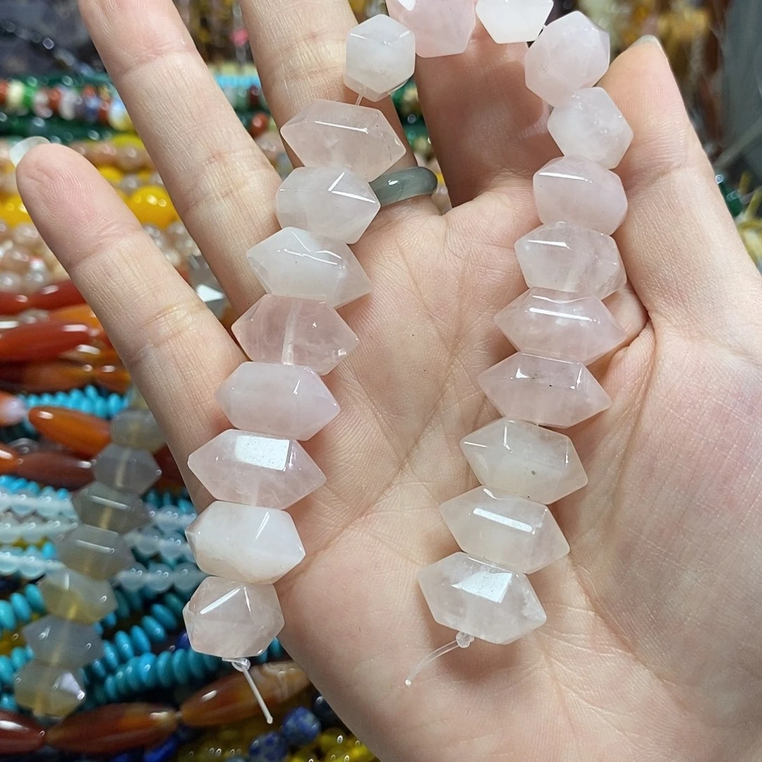 玛瑙/玉髓未镶嵌珠宝半成品粉晶双尖20颗