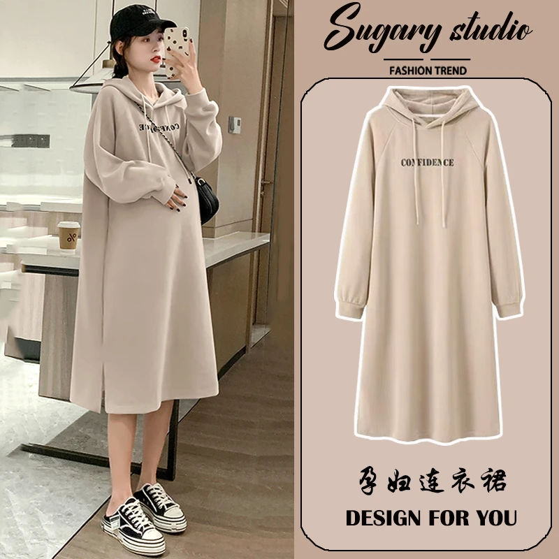 孕妇秋冬装卫衣长款连衣裙时尚洋气2025新款秋季长袖时髦套装上衣