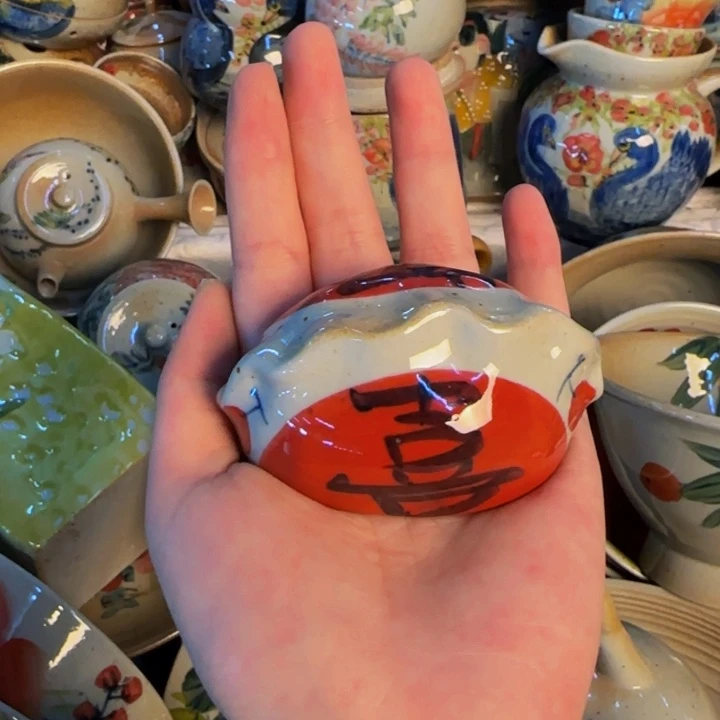 瓷片手工手绘细微不一样福喜