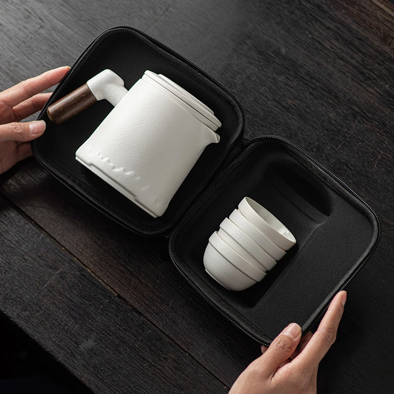 旅行茶具全套一壶三四杯陶瓷马克杯带过滤高档礼品户外便携小套装