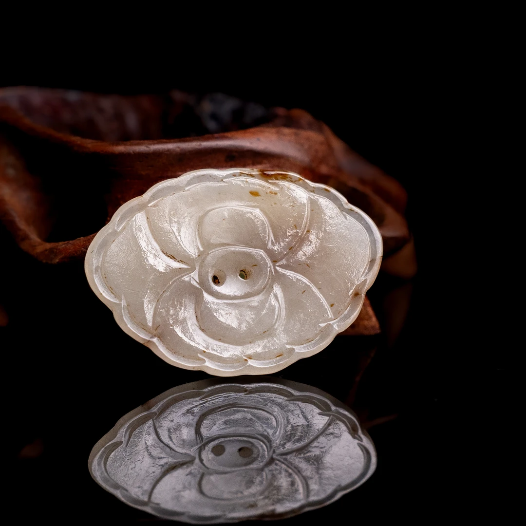 清代和田玉帽花饰件-CS