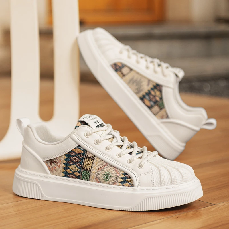 男鞋夏季透气轻便厚底贝壳头休闲鞋男士潮流百搭低帮圆头时尚板鞋