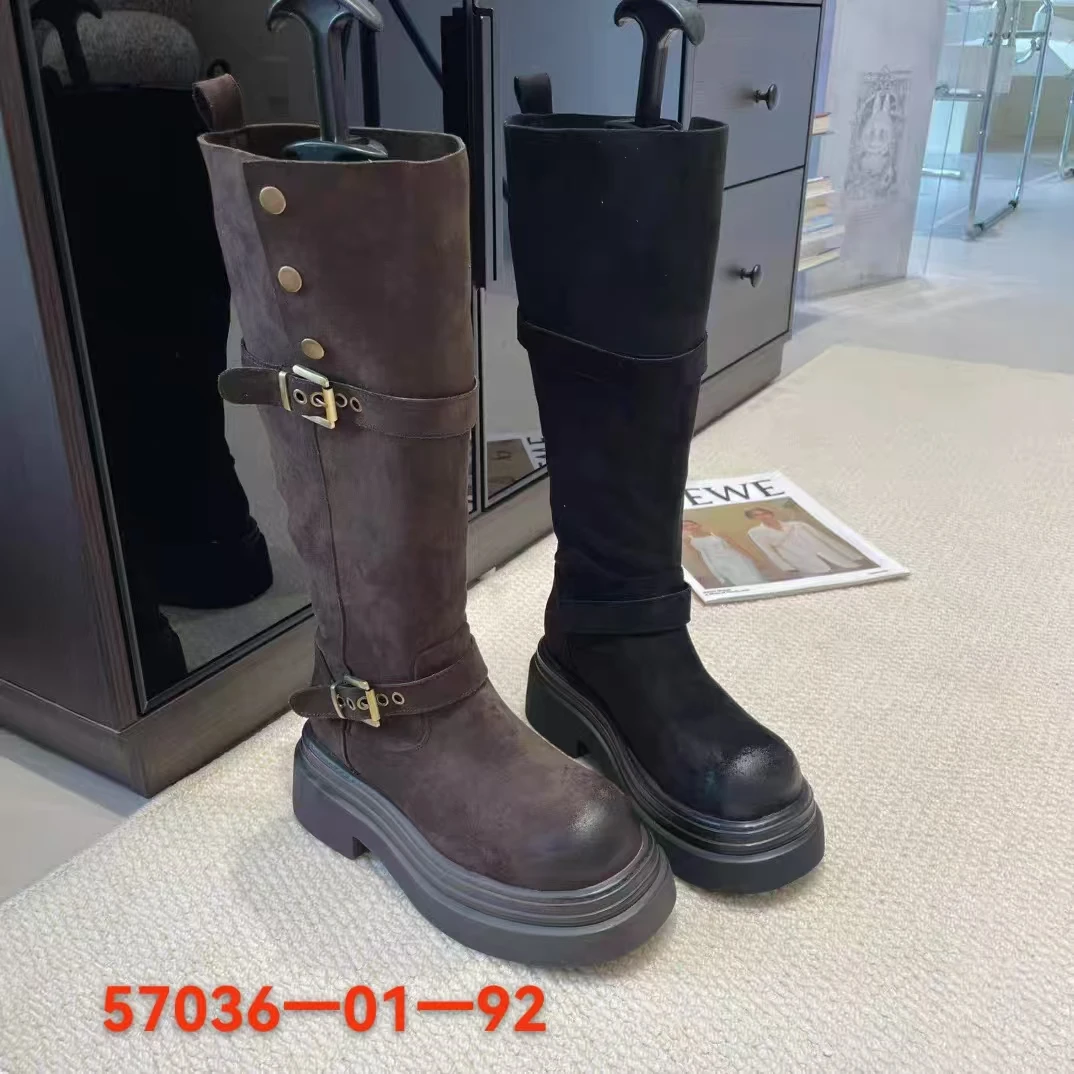 时装靴厚底女靴过膝高筒靴圆头弹力靴骑士瘦瘦靴秋冬