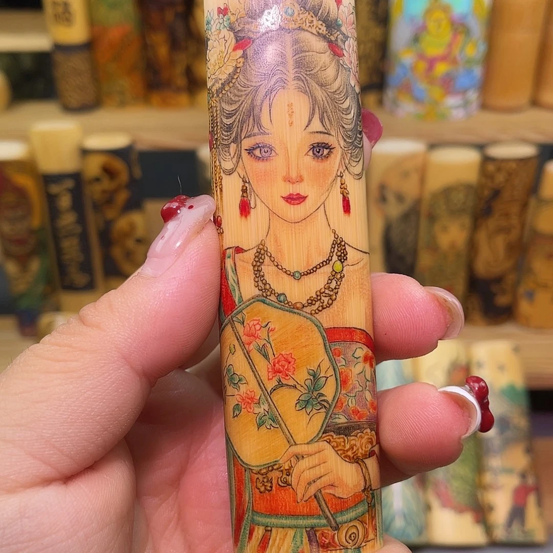 若***事实心竹手工作品美女