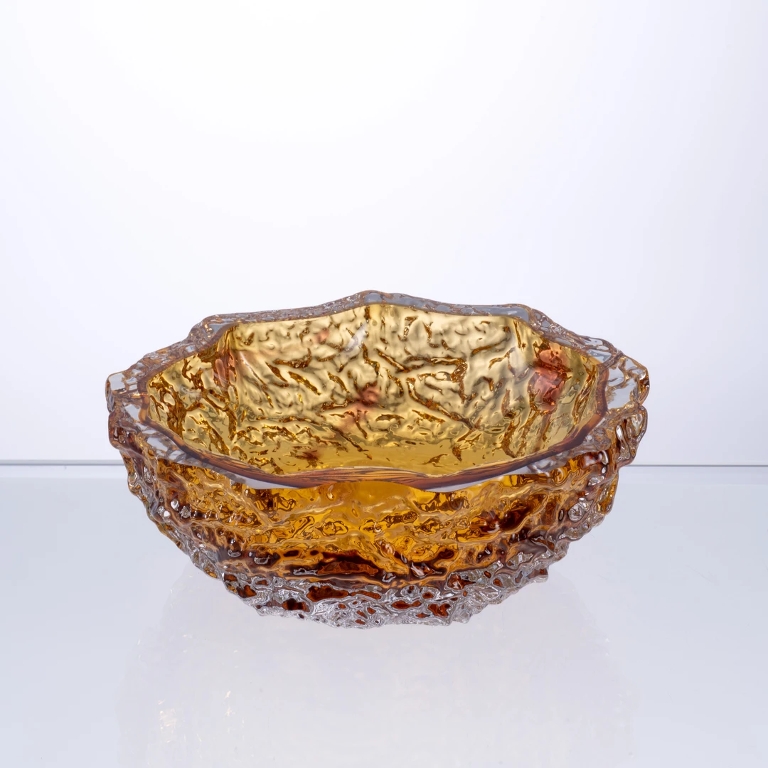 安桔东方美学【肌理纹果盘】纯手工极简送礼水晶琉璃摆件