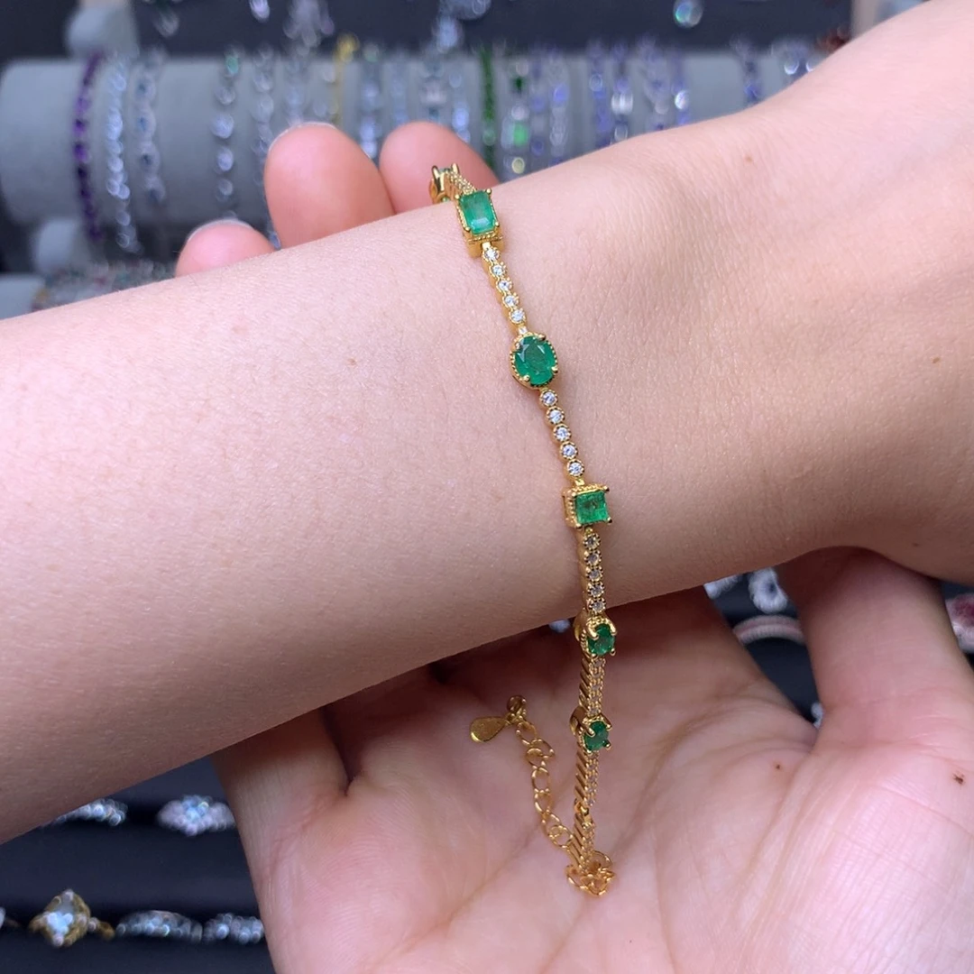 祖母绿颈饰银S925镶嵌