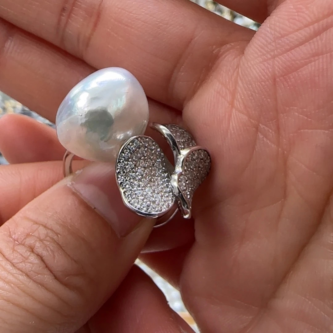 海水珍珠戒指银S925镶嵌