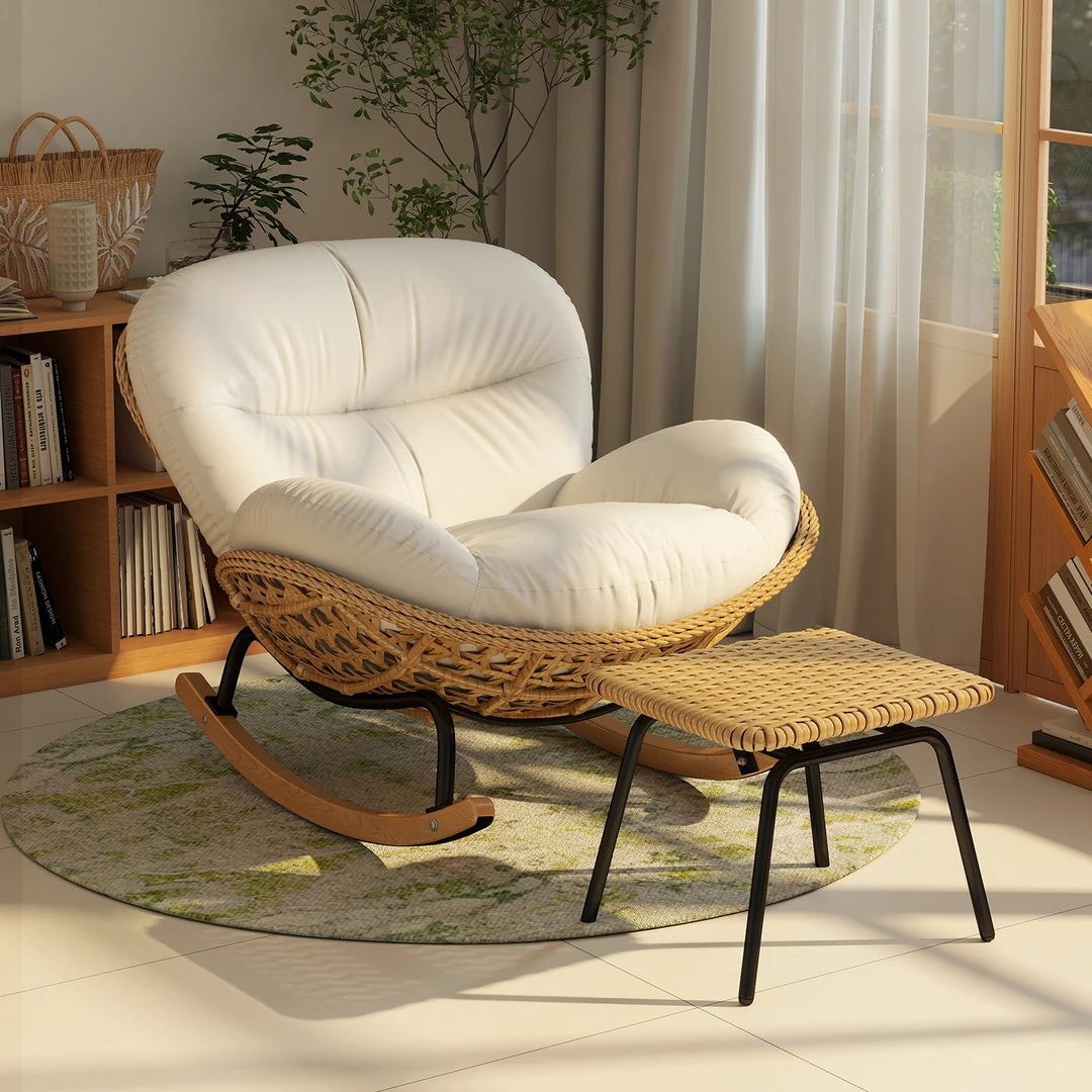 美物俪家摇摇椅沙发阳台大人摇椅休闲躺椅家用客厅单人沙发椅庭院