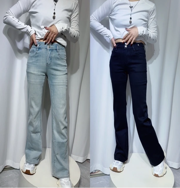 QL-60015显瘦时尚微喇复古春秋休闲修身牛仔裤