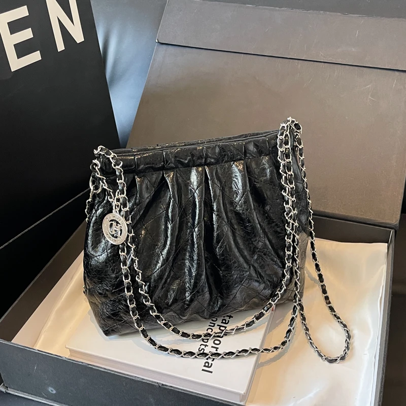 13019119垃圾袋包包女2025新款潮小香风链条包单肩斜跨包