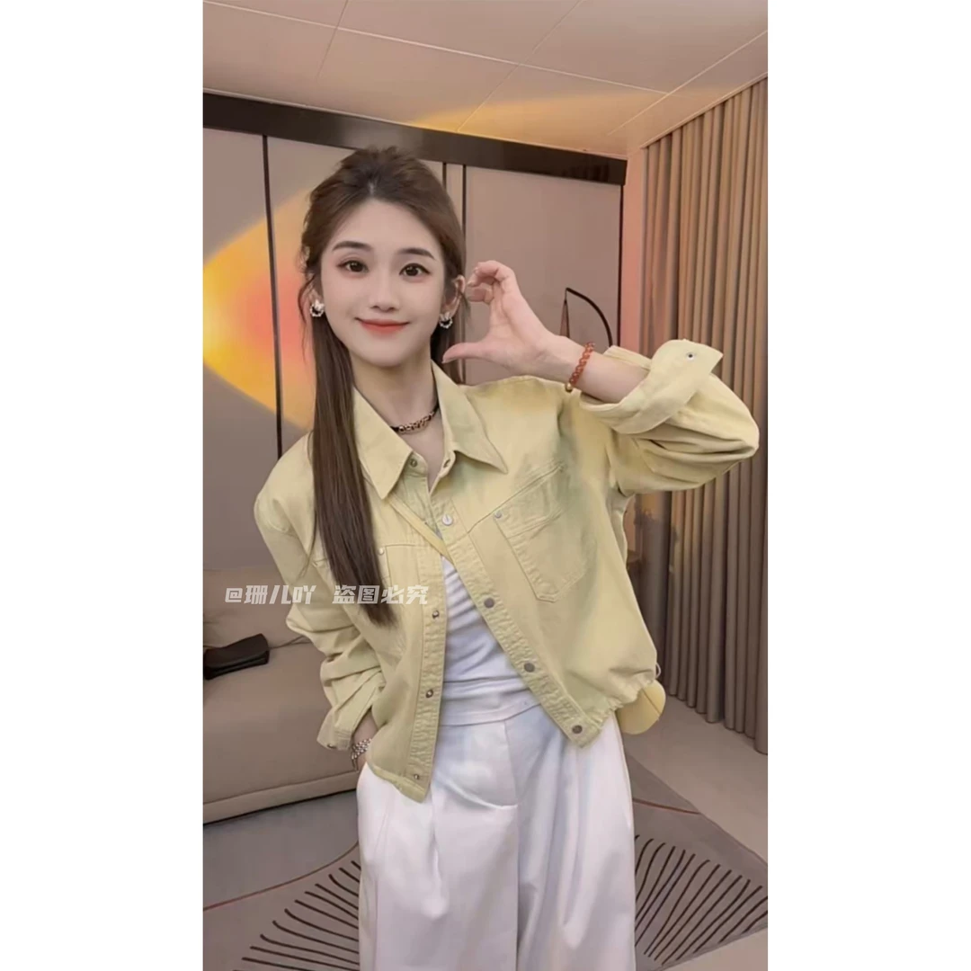 2025秋季新款时尚休闲百搭衬衫女小个子宽松显瘦短款百搭开衫上衣