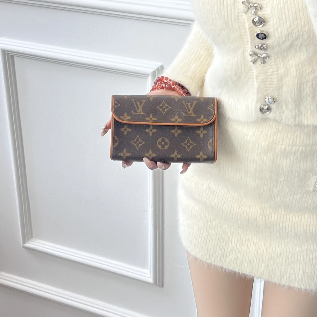 95新 LouisVuitton/路易威登 Pochette Florentine 棕色 老花腰包