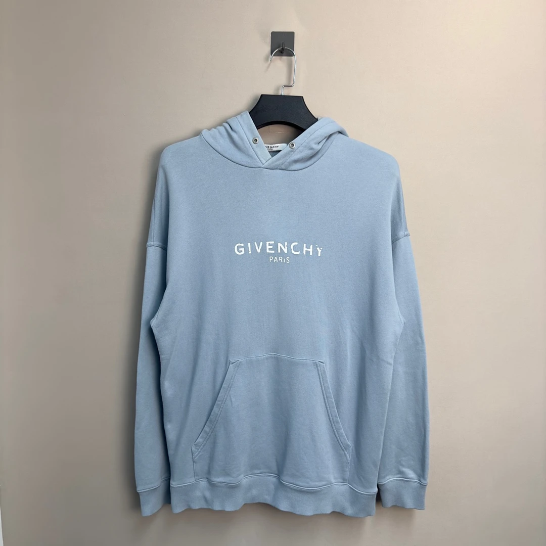 99新 Givenchy/纪梵希 雾霾蓝字母帽衫/M码/公价6390