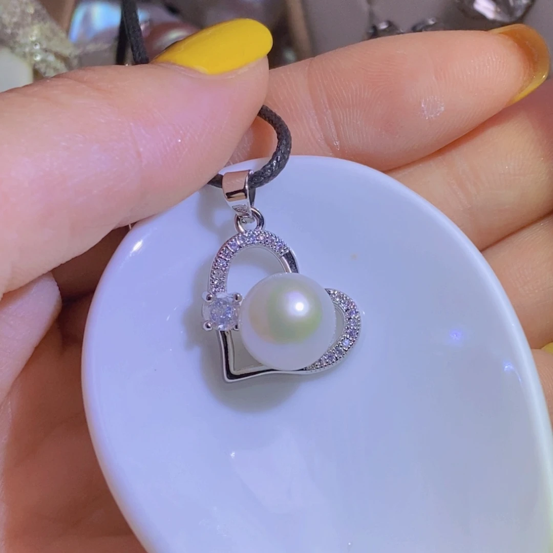 银S925镶嵌淡水珍珠天然淡水珍珠无染色无优化