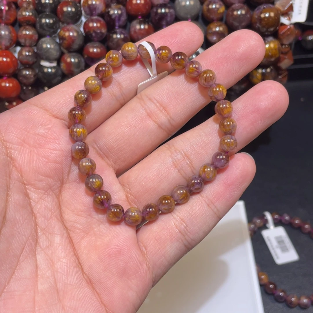 K***乐手链水晶未镶嵌6.5mm紫钛极光手链单圈