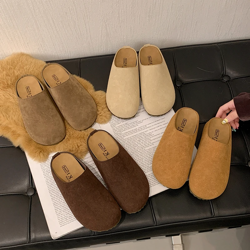慵懒风~复古厚底懒人包头半拖勃肯鞋勃肯拖鞋女包头拖鞋女