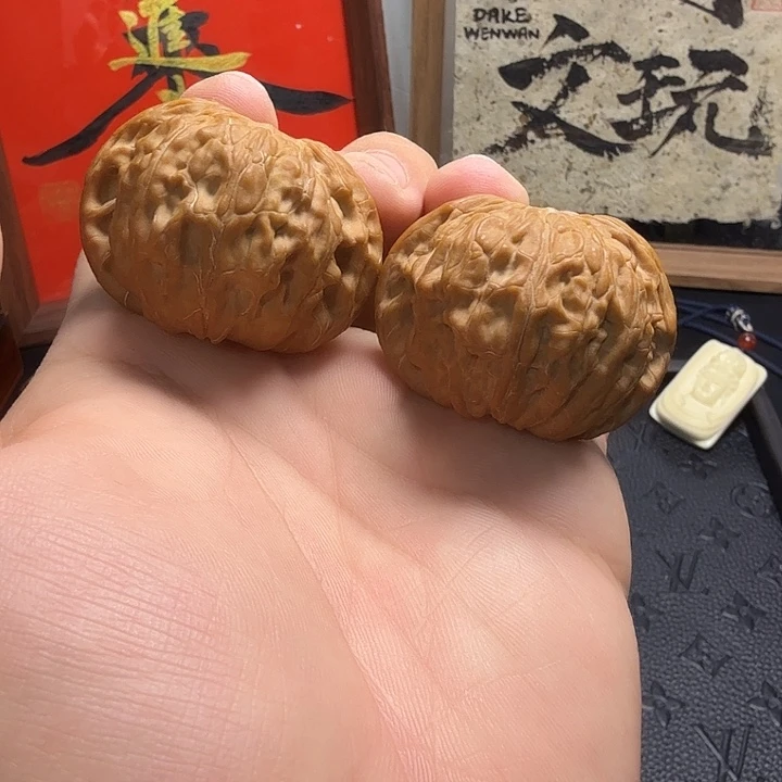 吊坠文玩核桃46全品红皮磨盘正磨