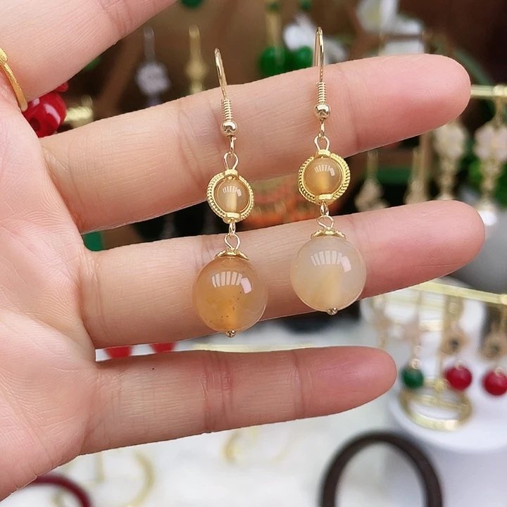 玛瑙/玉髓耳钉合金6.99福利