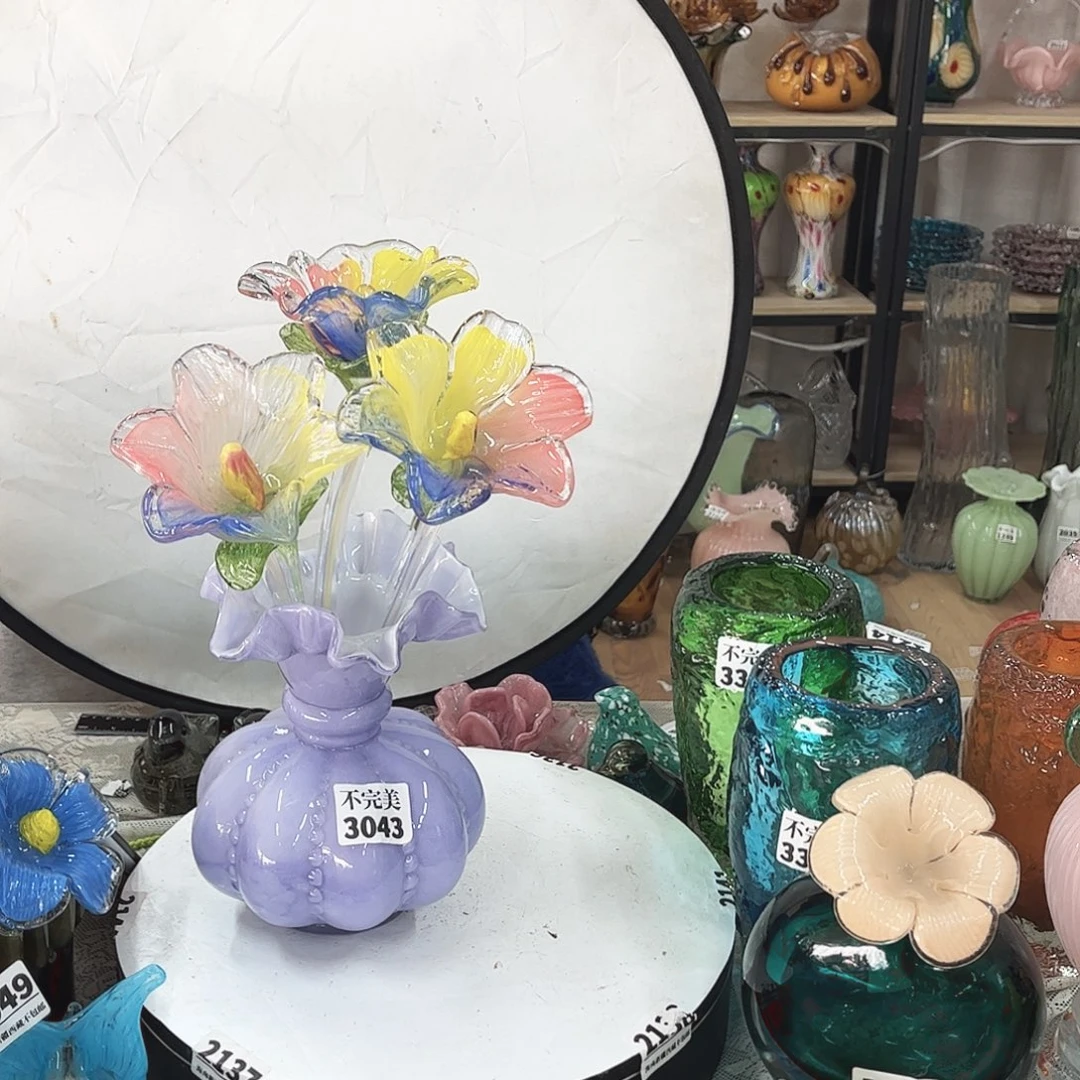 3花1瓶 家悦琉璃工艺品瓶不完美
