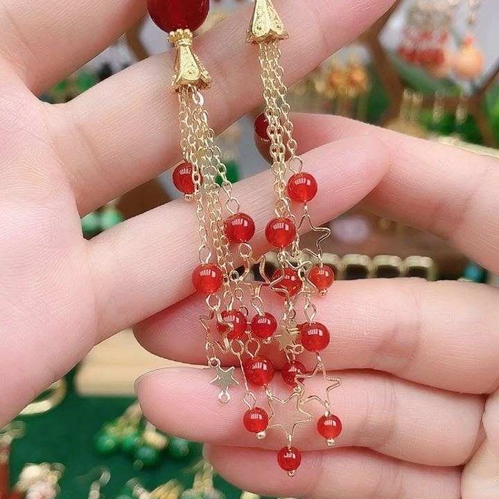 玛瑙/玉髓合金耳饰