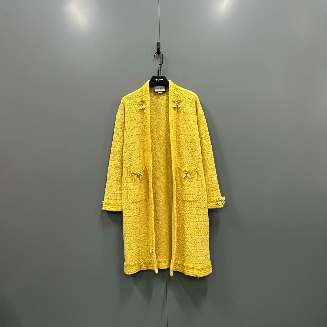 99新 GUCCI/古驰 zt3 编织蝴蝶结小香风大衣 S码/608500