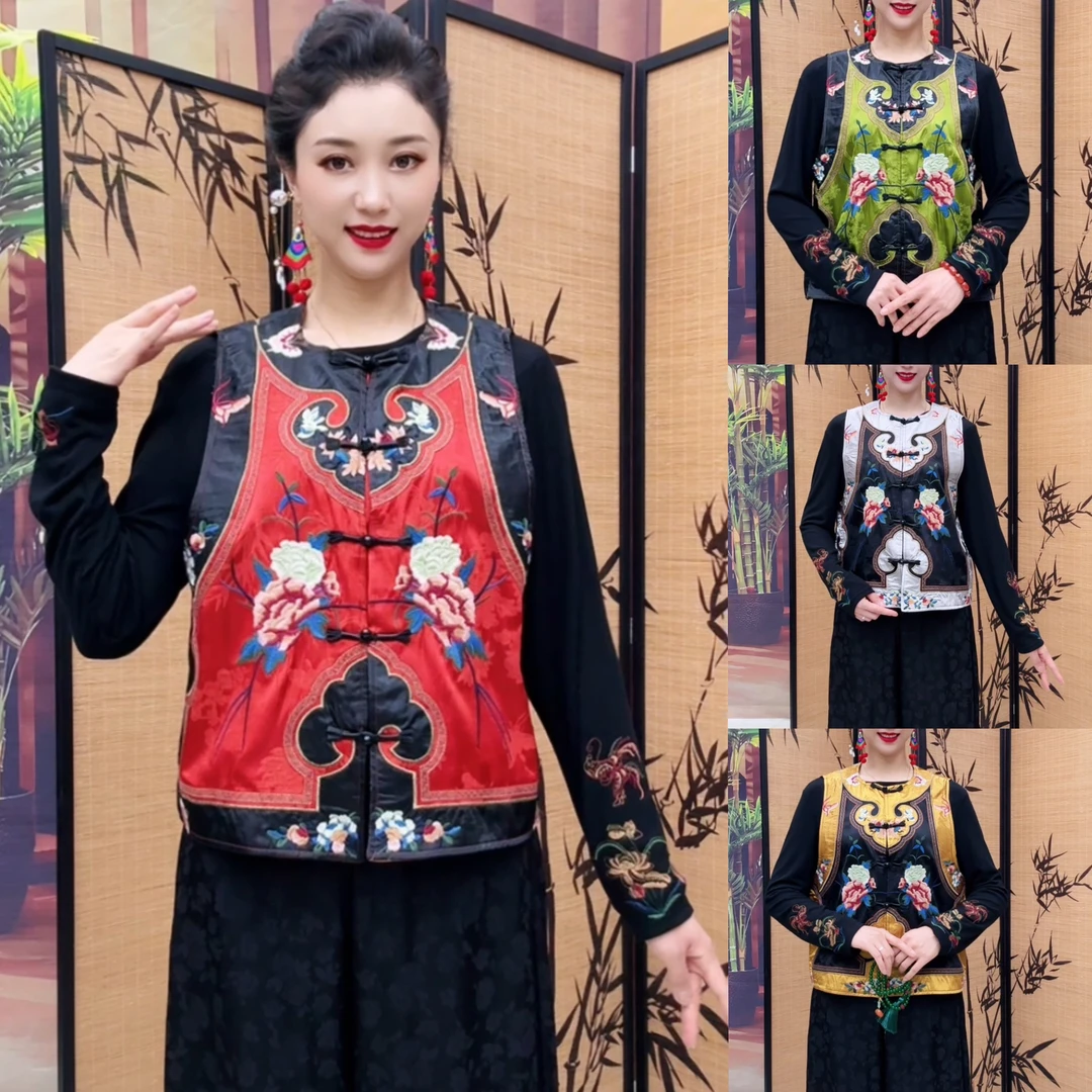 8751国风贴布提花刺绣马甲