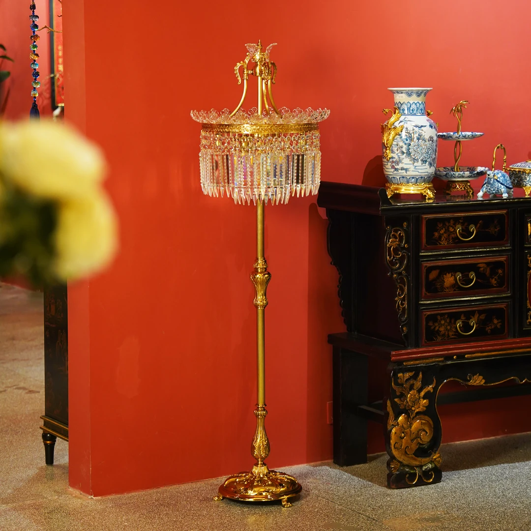 【本尼家】TD17法式铜配水晶落地灯奢华现代创意个性卧室水晶落地灯