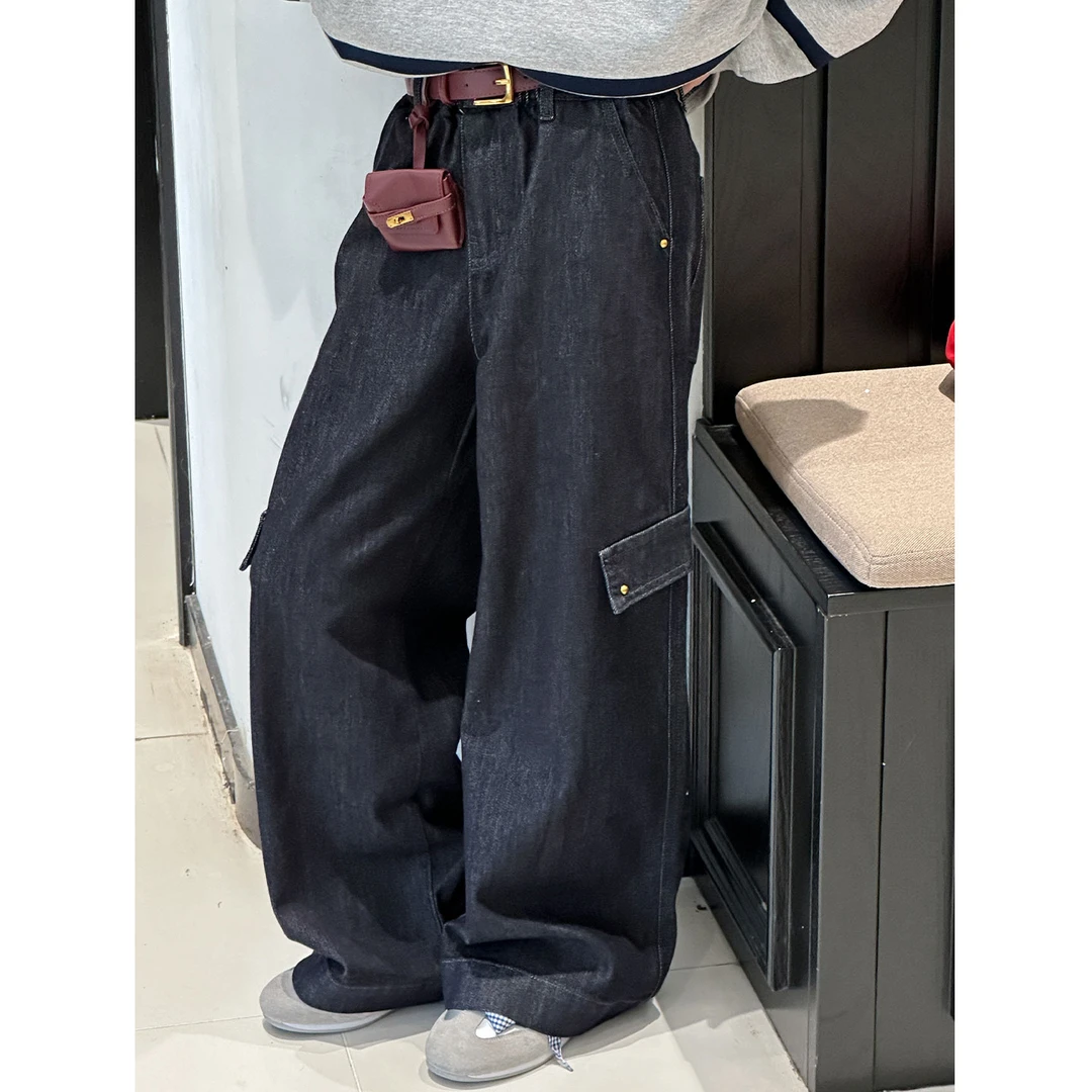 K29451孙小美韩系女童阔腿裤2025秋装新款儿童牛仔裤子春秋休闲裤