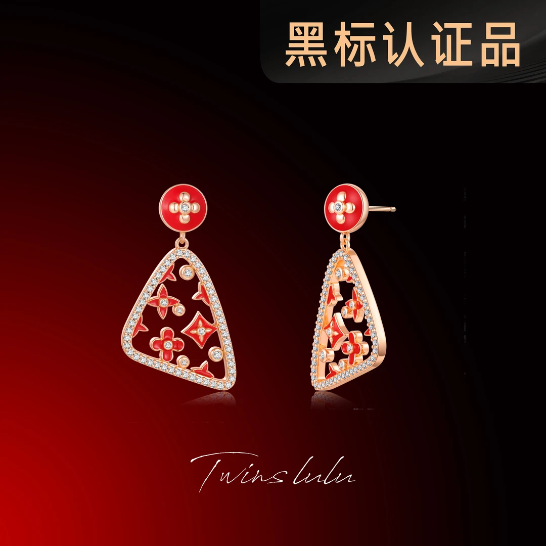 铜合金珐琅耳饰 【福影彤】镂空锻接工艺老花镂空耳环TSL1142