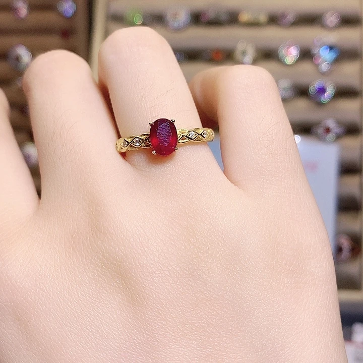 红宝石银S925镶嵌戒指