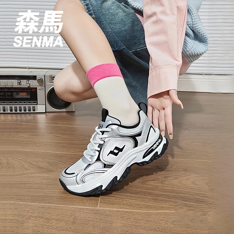 SENMA/森马2025爆款百搭时尚增高老爹鞋户外休闲鞋增高厚底透气鞋