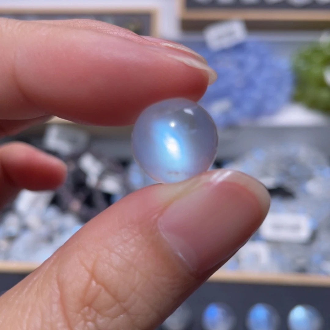 手链未镶嵌长石不**茶蓝月光单珠直径13.3mm