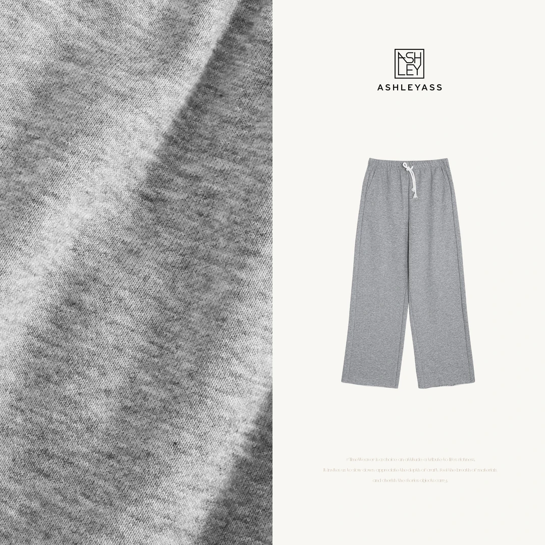 ashleyass“休息裤”撞色抽绳通勤休闲九分直筒卫裤LSK250287C
