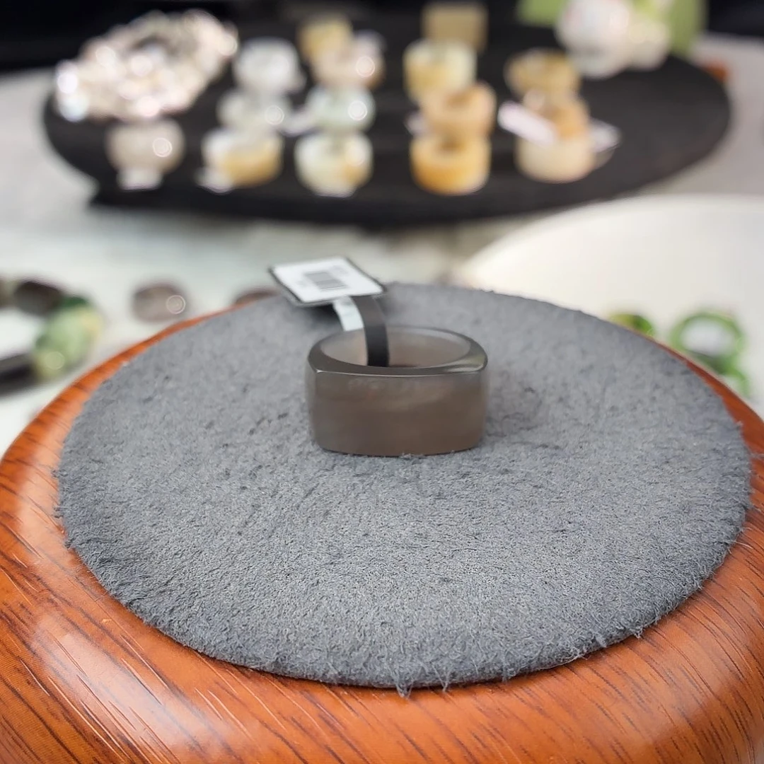 和田玉（糖玉）未镶嵌戒指b14烟紫马鞍16.4