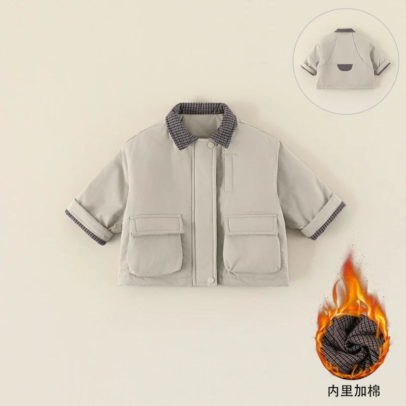 【棉服外套】儿童棉服冬季新款男童外套韩版翻领保暖夹棉外套AW059