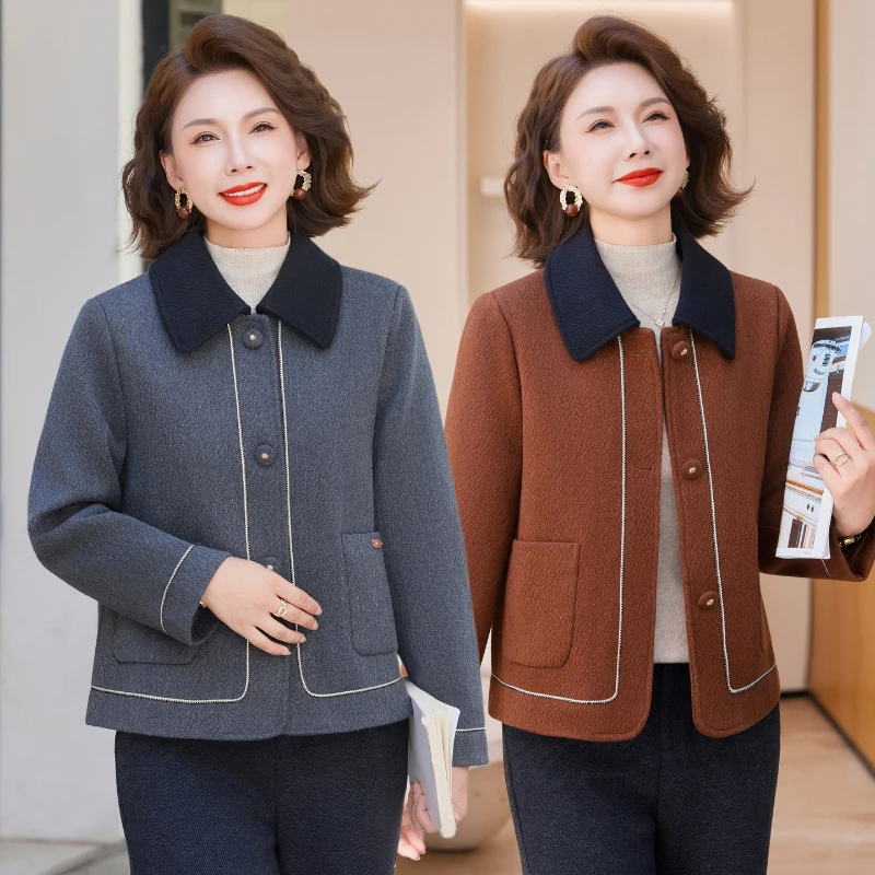 中年妈妈秋装外套短款2025新款洋气中老年女装春秋时尚小香风上衣
