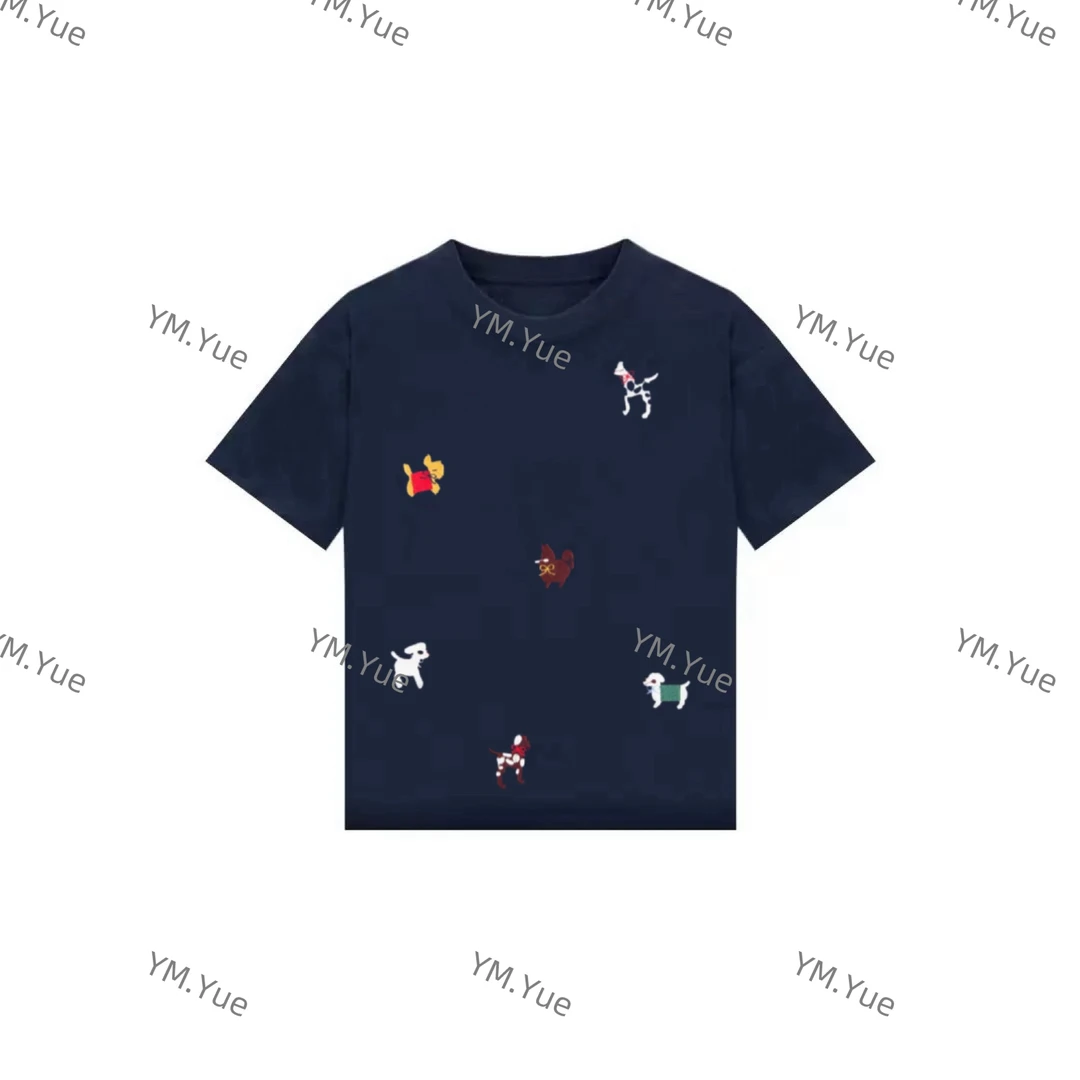 【多彩小狗】2025早春新款圆领时尚修身球球狗刺绣休闲百搭T恤女款