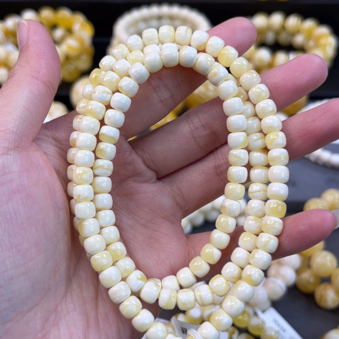 手串蜜蜡未镶嵌6mm瓷白满蜡108