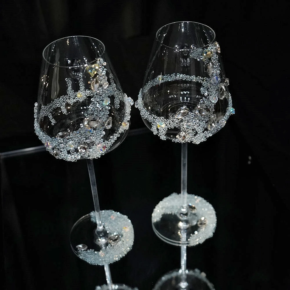 蝴蝶结高脚杯高颜值结婚敬酒杯一对创意小众香槟杯红酒杯新婚礼物