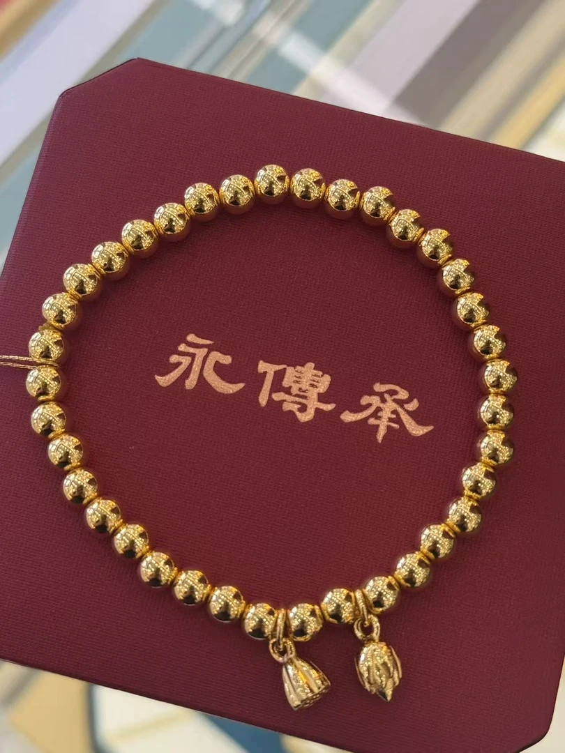 足银银制品 镀金银 两世欢手串 光面