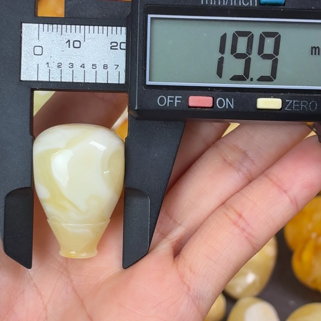 蜜蜡未镶嵌珠宝奇石奶白妖花三通