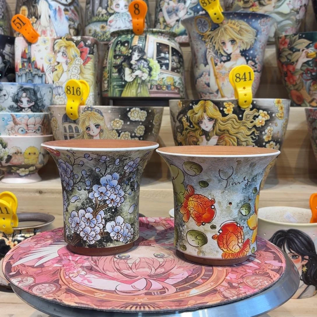 紫砂花盆景德镇手绘花盆陶瓷12/11