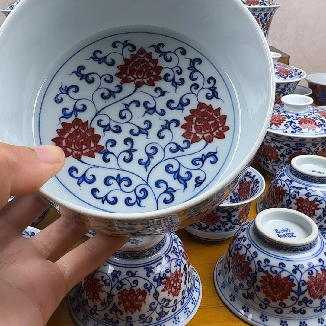 当代青花釉里红水洗