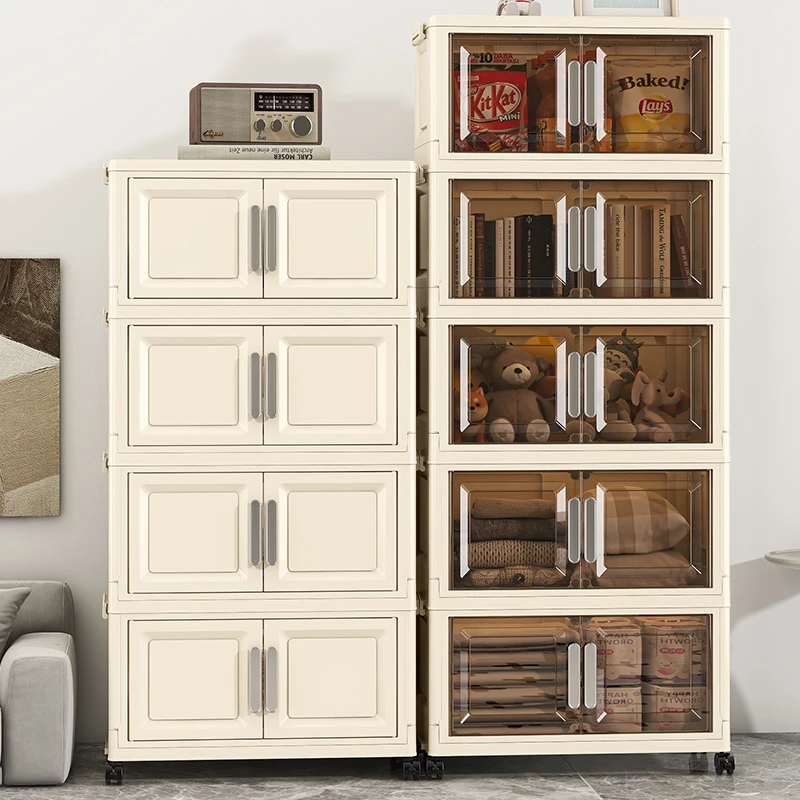（50面宽）加高免安装可折叠储物收纳柜衣服玩具儿童衣柜玩具零食