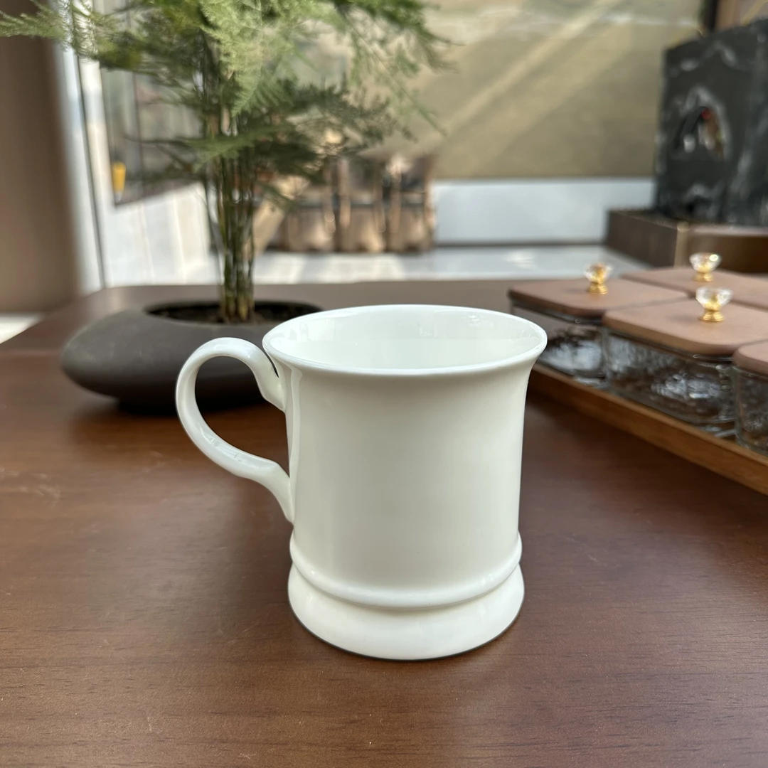【柒喜甄选】法式骨瓷纯白哈佛勒经典经典马克杯