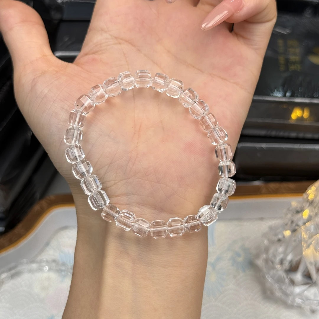 《黛喜珠宝》白水晶方糖手串 多样性发其一sj0038