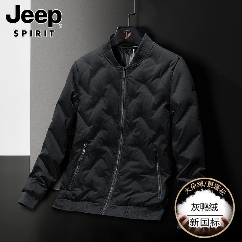 JEEPSPIRIT男士羽绒服2024冬季新款保暖防寒短款上衣潮流休闲外套
