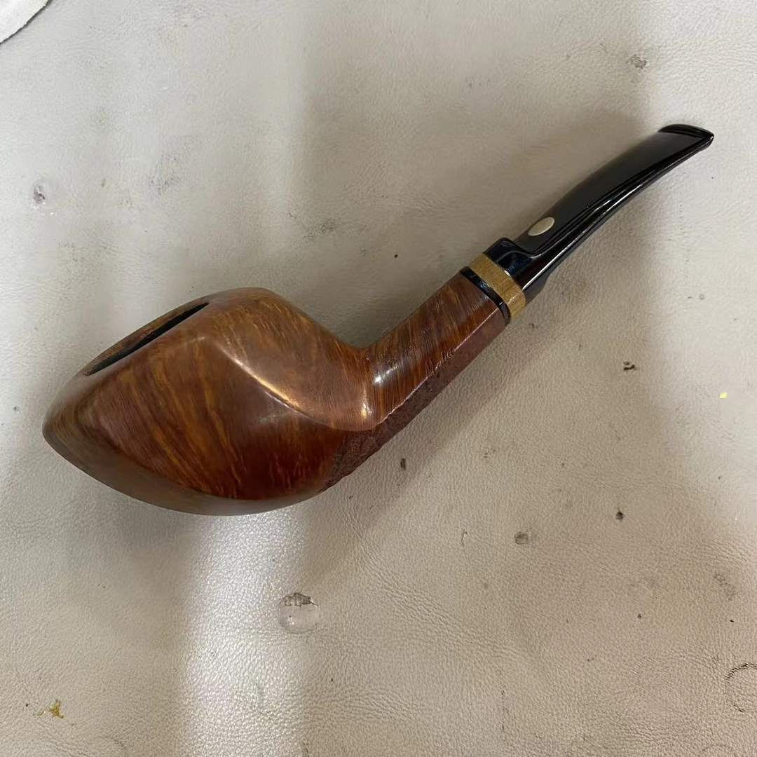 老烟斗意大利马仕月亮标石楠木烟斗