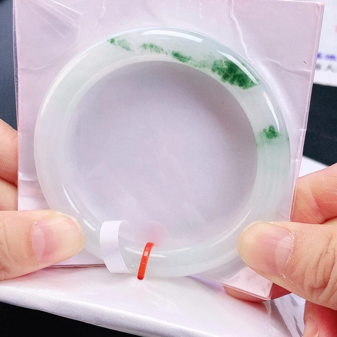 未镶嵌手镯翡翠54美人条绿花翠